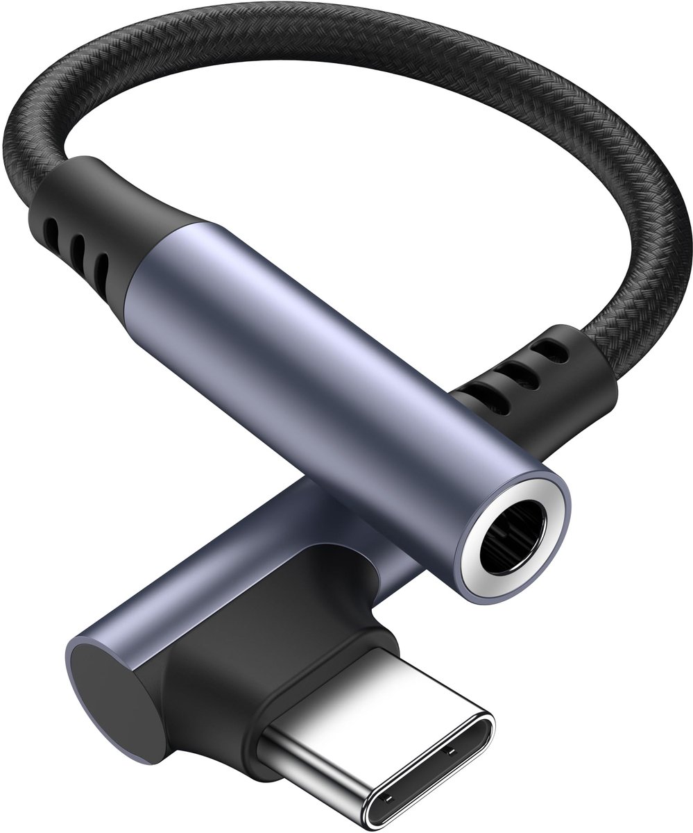Solidchoice - USB-C naar 3,5 mm Jack Adapter met 90 Graden Hoek