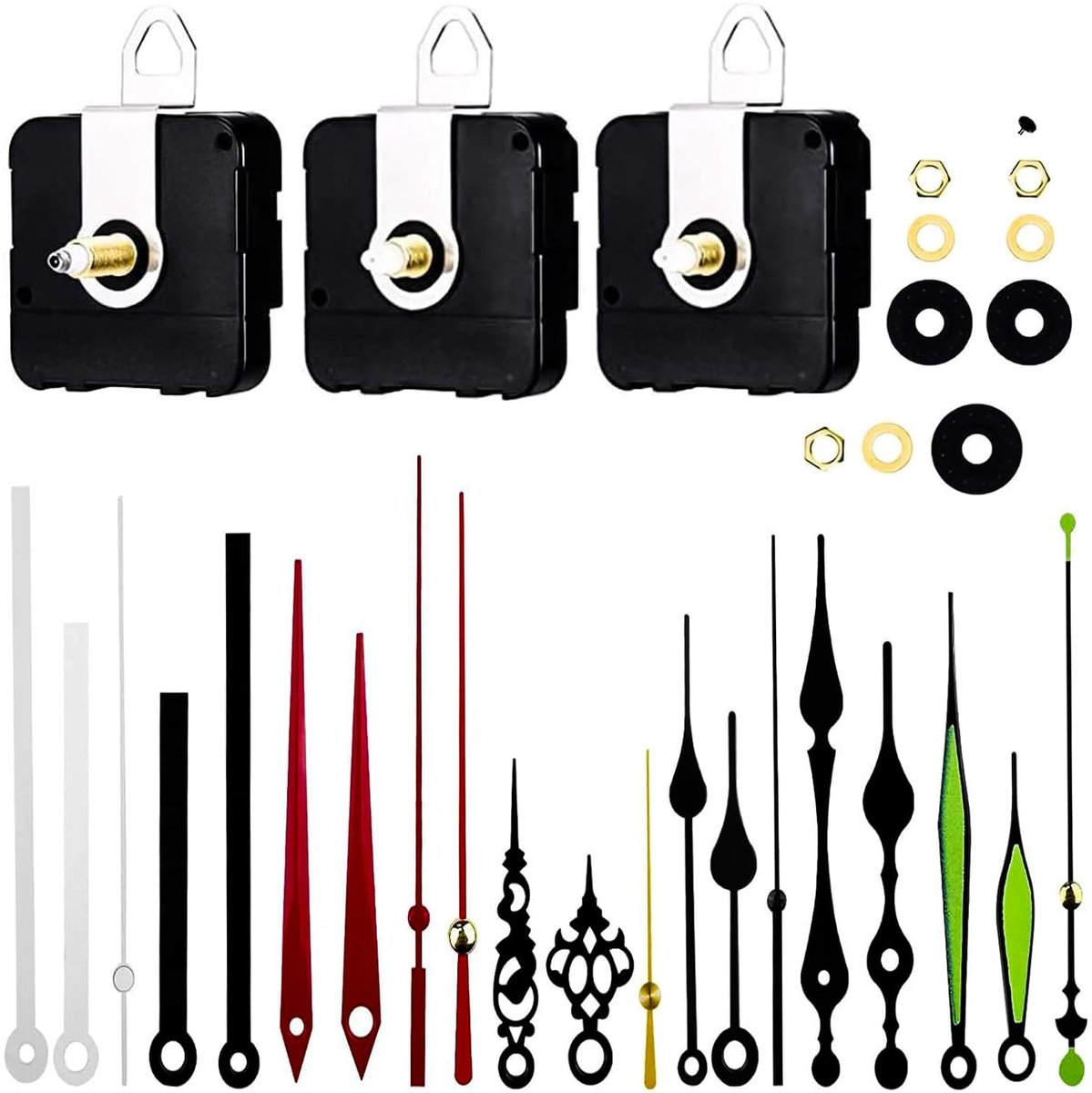 Wandklok bewegingen 13/16/22mm - 3 quartz uurwerken - 7 design wijzerplaten - ideaal voor DIY projecten - ShopVlot