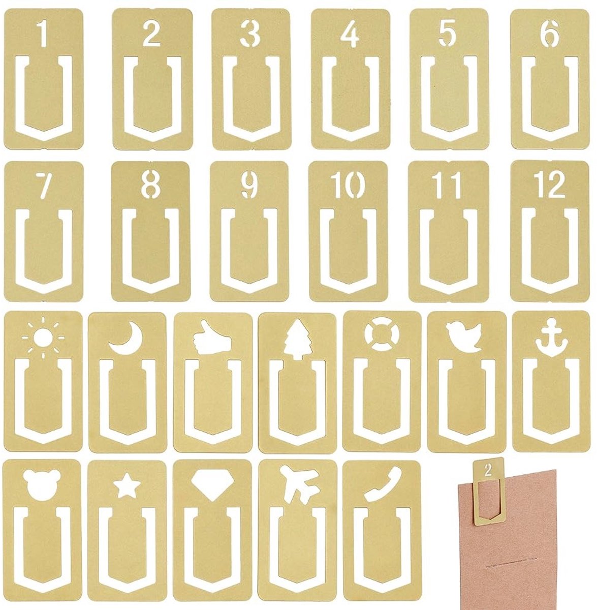 Solidchoice - Set van 24 Messing Mini Bladwijzers voor Boekenliefhebbers