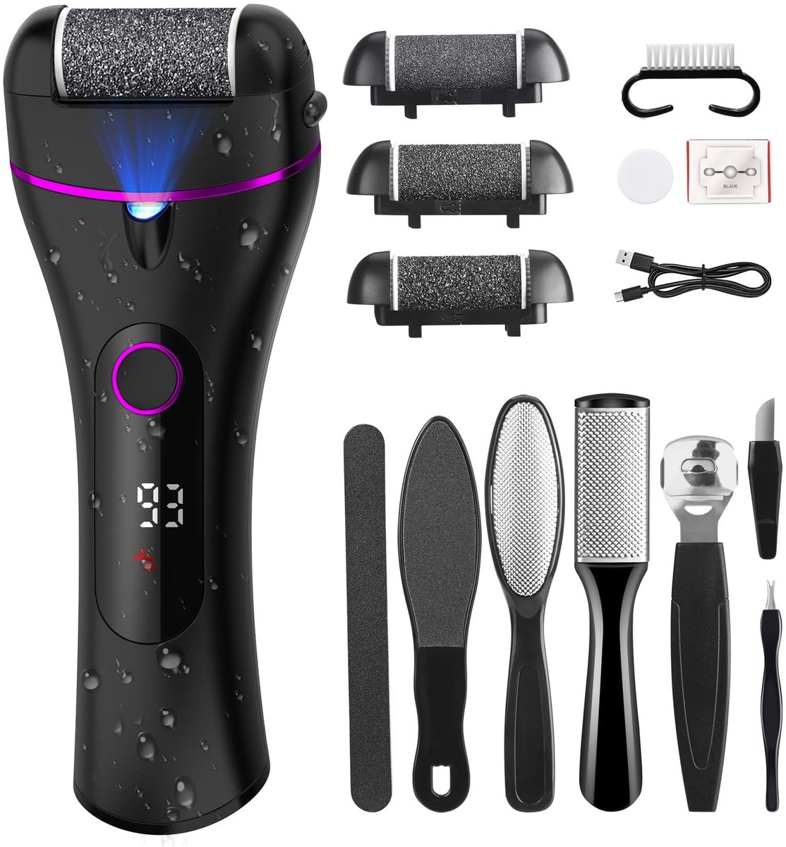 Solidchoice - Elektrische Voetvijl met 3 Opzetstukken en 17 Accessoires