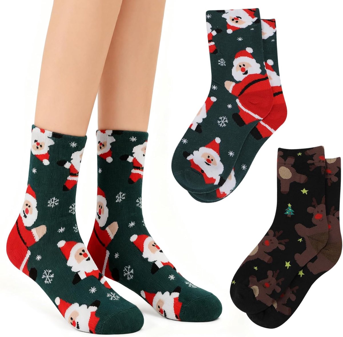 Kerstsokken set - unisex - vrolijke ontwerpen - perfect voor de feestdagen - ShopVlot