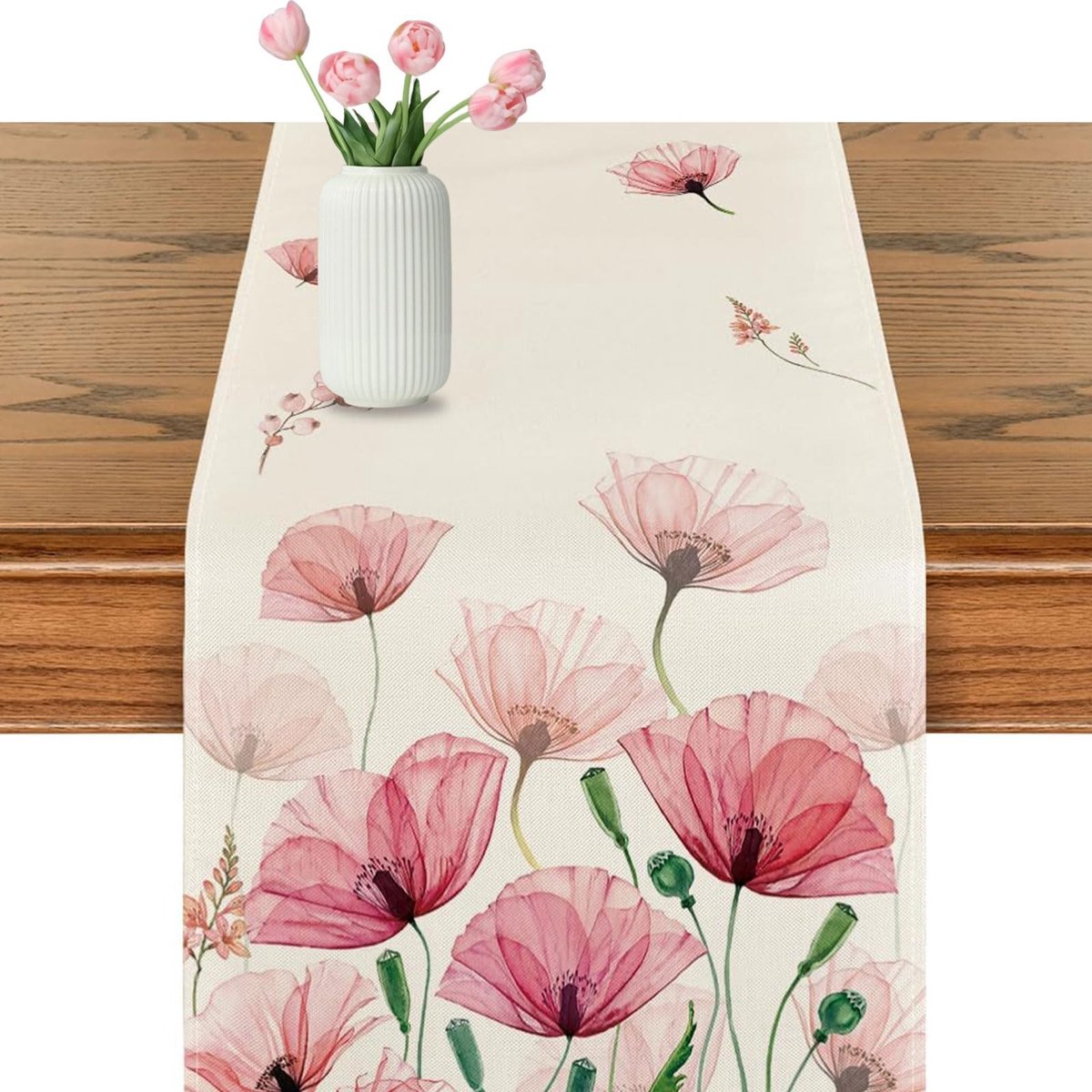 Solidchoice - Tafelrunner met Bloemenprint voor Voorjaarsdecoratie, 33 x 183 cm