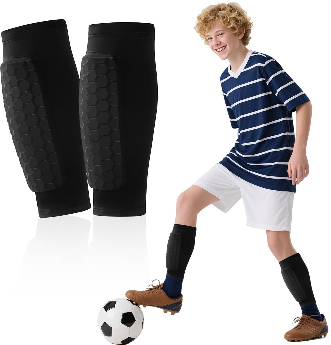 Solidchoice - Voetbalscheenbeschermers voor Kinderen met Antislipstrips