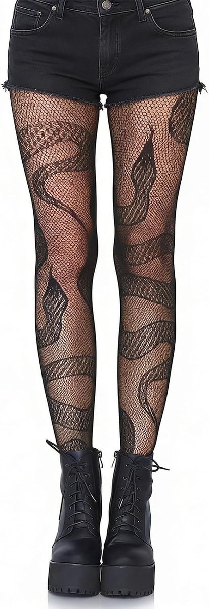 Netpanty dames dijbeenhoge zwart - sexy net - ideaal voor festivaloutfits - ShopVlot