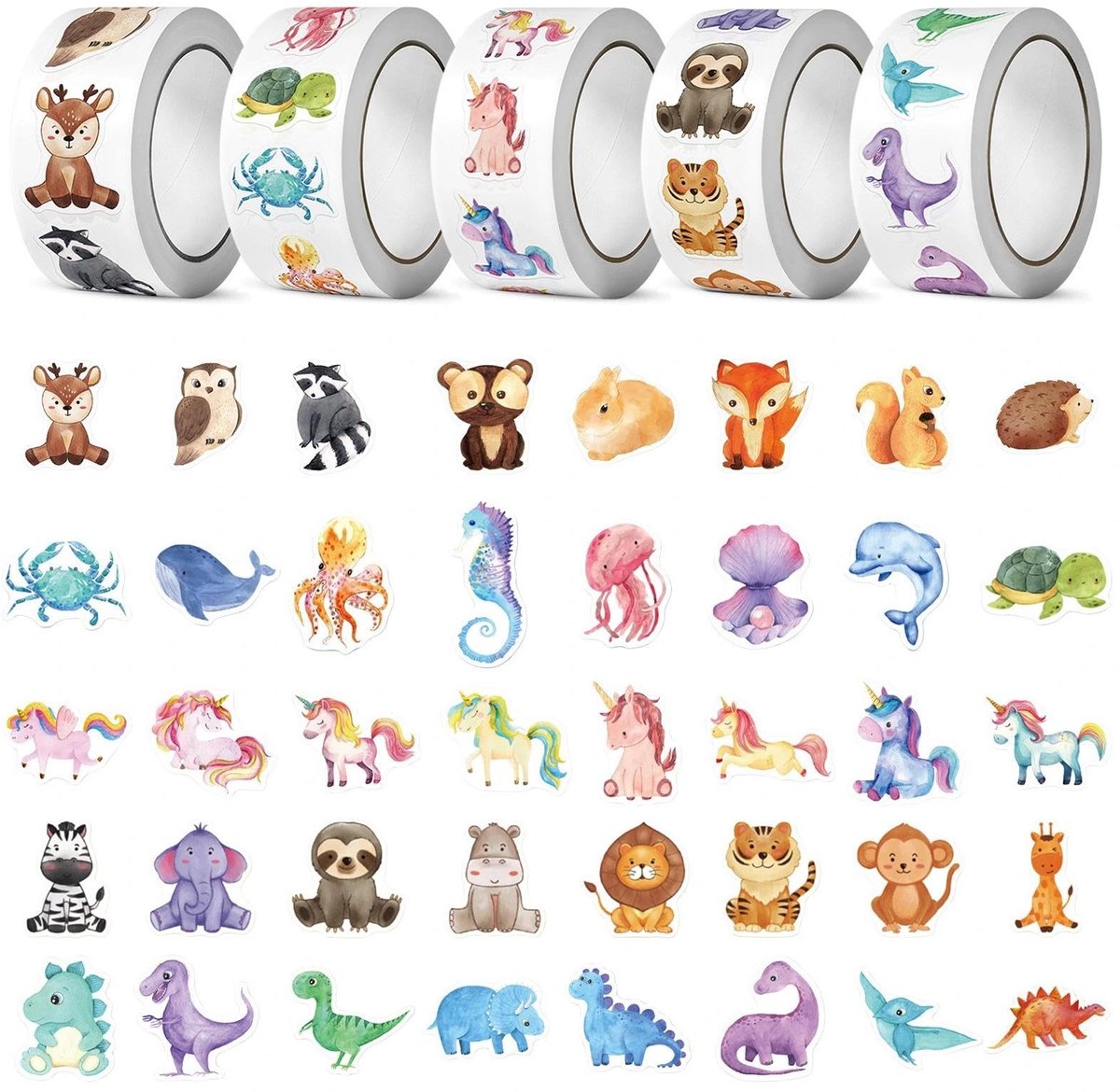 Solidchoice - Rol van 2500 Dierenstickers voor Kinderen