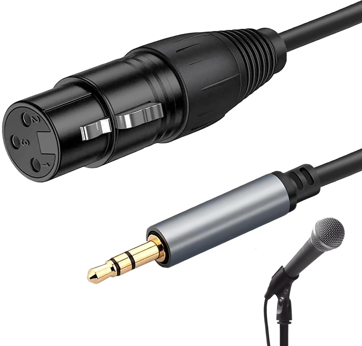 XLR Jack cable, 0.3 cm, 1.5 m, XLR female to 0.3 cm - mini jack for camcorders, DSLR cameras, computer recording - ShopVlot