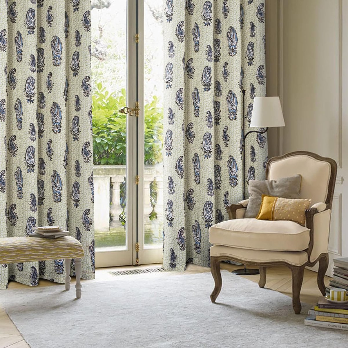 always4u Classic Vintage Floral Curtains, Light Filter Curtains with Natural Elements for Living Room and Bedroom, 140 - ShopVlot