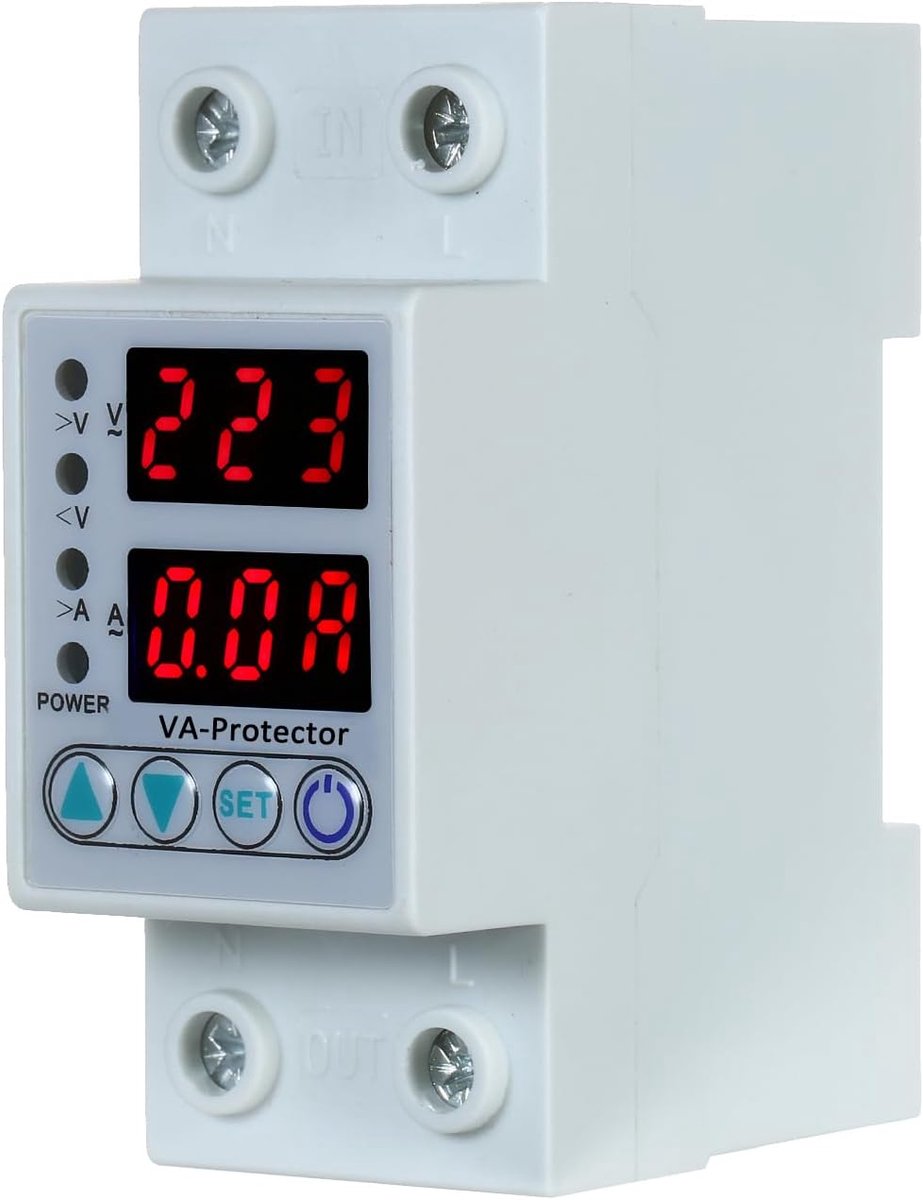Power Protector, Sunydog 63A 220V Din Rail Adjustable Surge and Undervoltage Protection Device, Overcurrent - ShopVlot