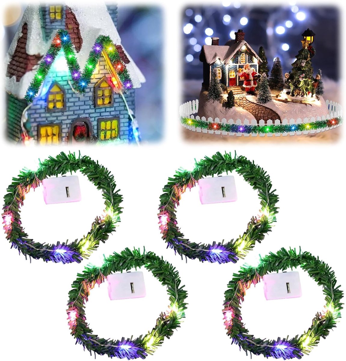 Seasboes 4 Pieces Dollhouse Mini LED Fairy Lights, 0.5 m Dollhouse Mini LED Fairy Lights, Gnome Accessories, Colourful - ShopVlot