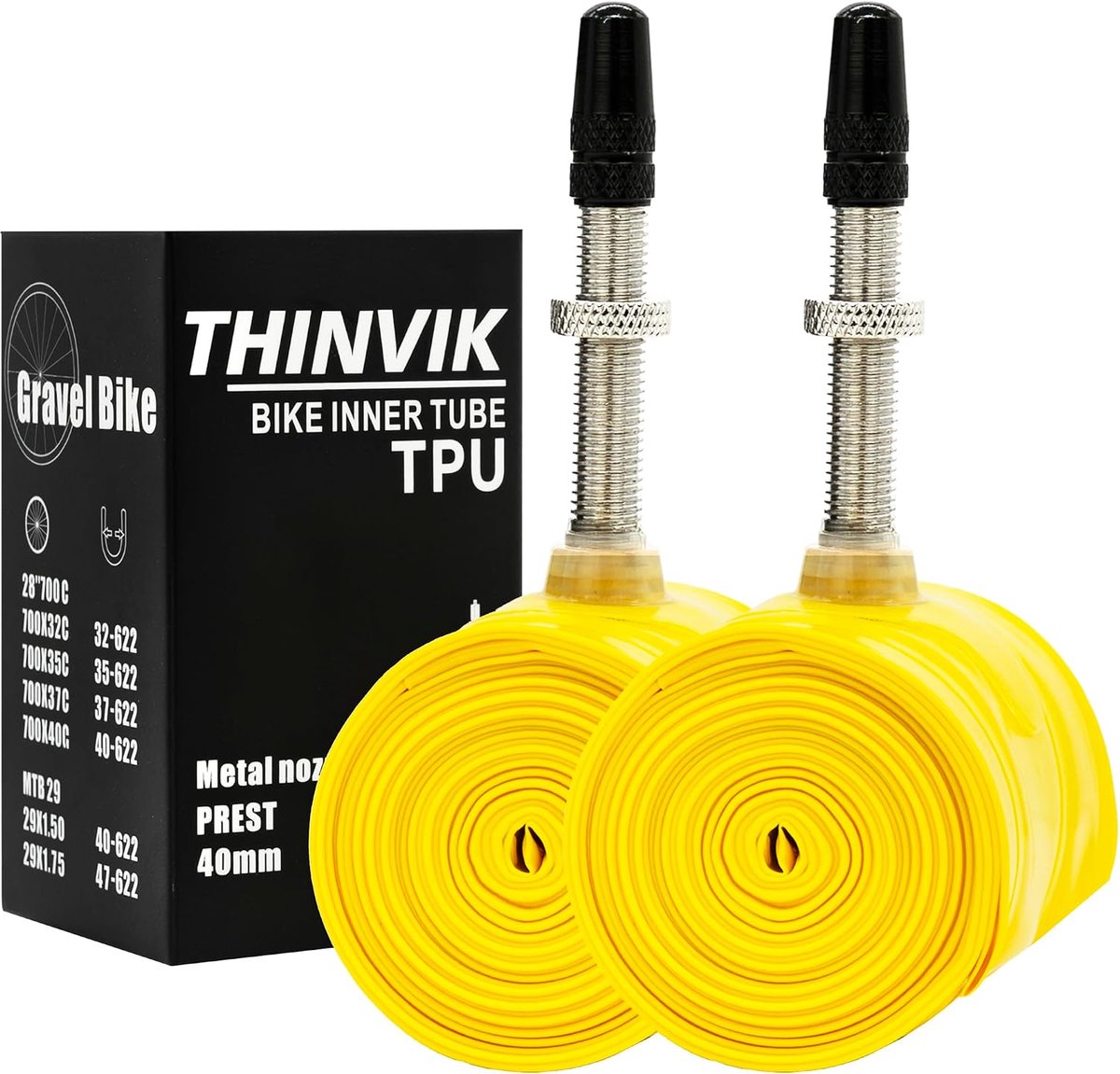 Thinvik TPU Air Chambers - Presta Valve Metal 45/65/85 mm for Road Bikes, MTB and Gravel - ShopVlot