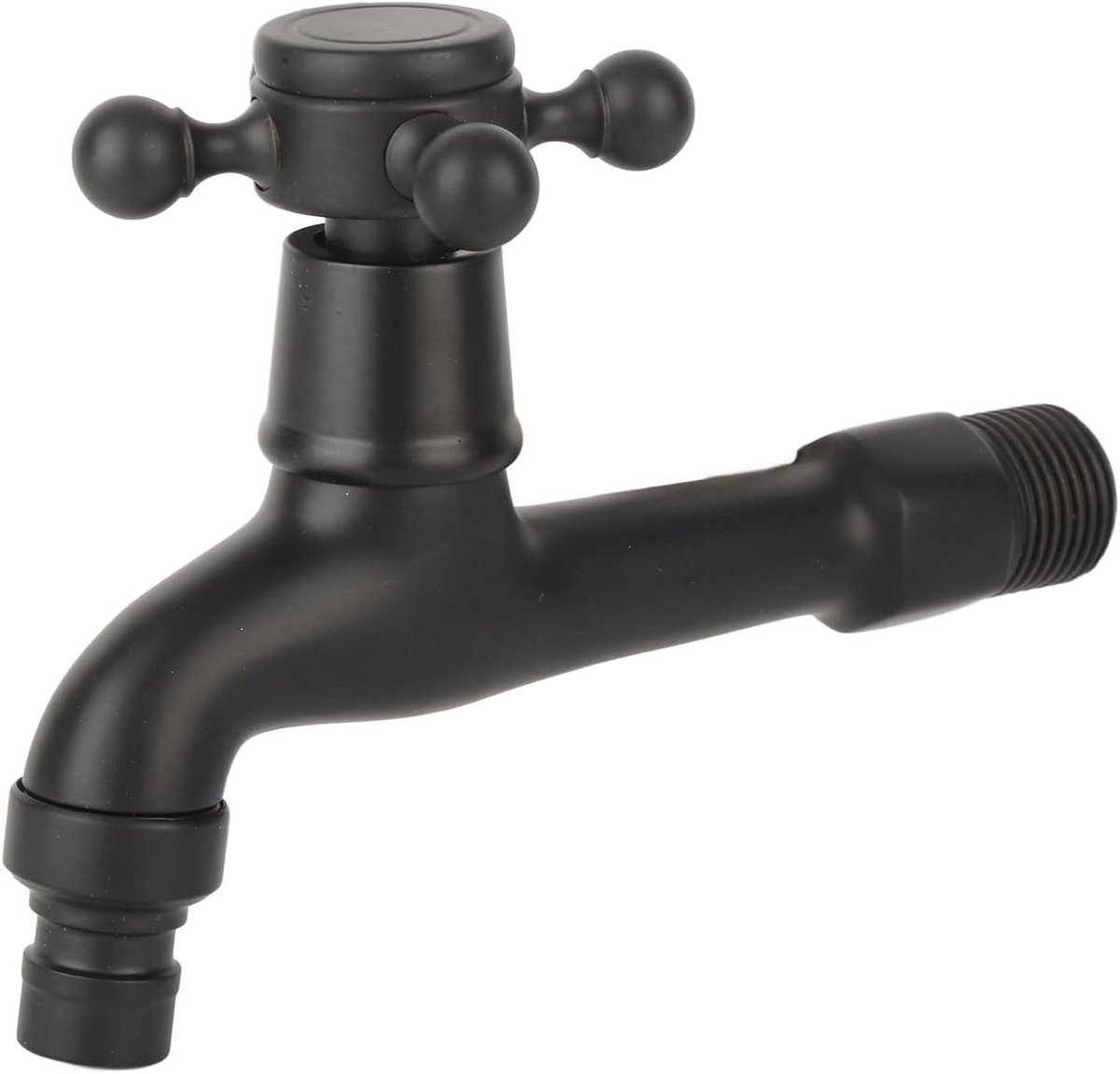 Vintage Brass Wall Faucet, G1/2 Cross Handle, Black Single Bathroom Basin Faucets Garden - ShopVlot