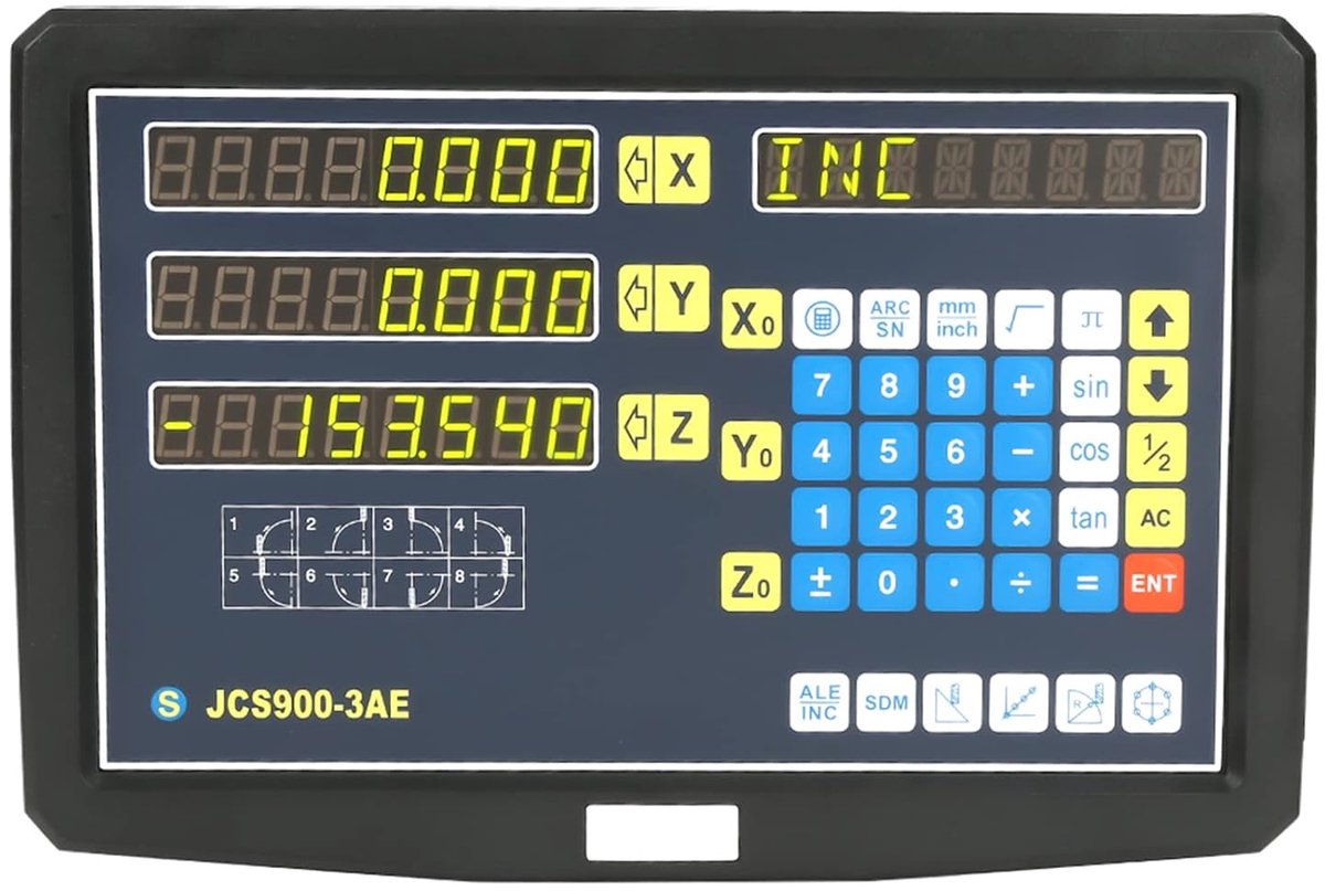 JCS900-2AE/JCS900-3AE 2/3 Axis Digital Readout DRO for Lathe Milling Machine CN Plug 110-240V(JCS900-3AE) - ShopVlot