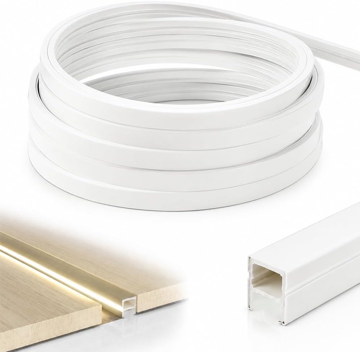 Flexibel siliconen profiel 5 meter - 12 x 12 mm - wit - ideaal voor plafondverlichting - ShopVlot
