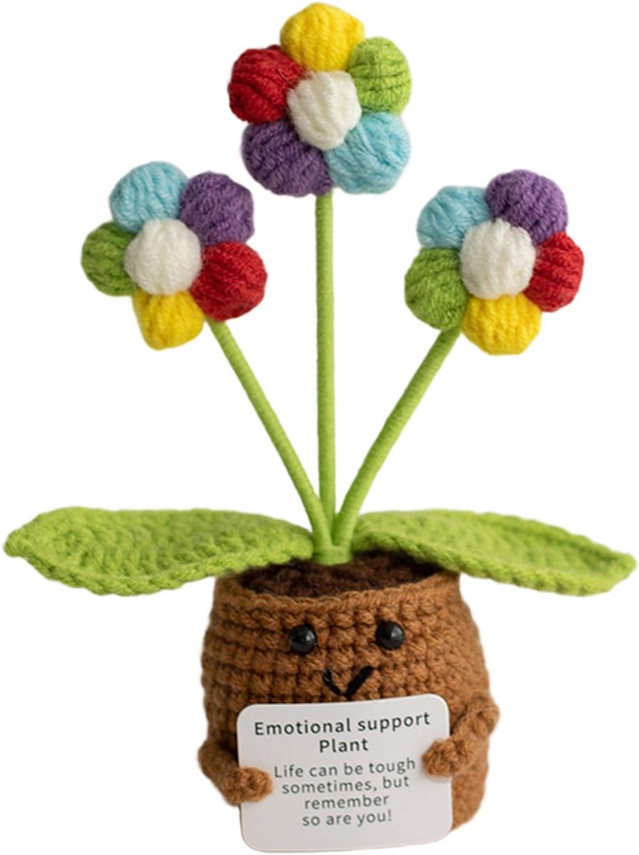 Decoratieve kunstbloem - handgehaakte zonnebloem - kleine plant in pot - perfect moederdagcadeau - ShopVlot