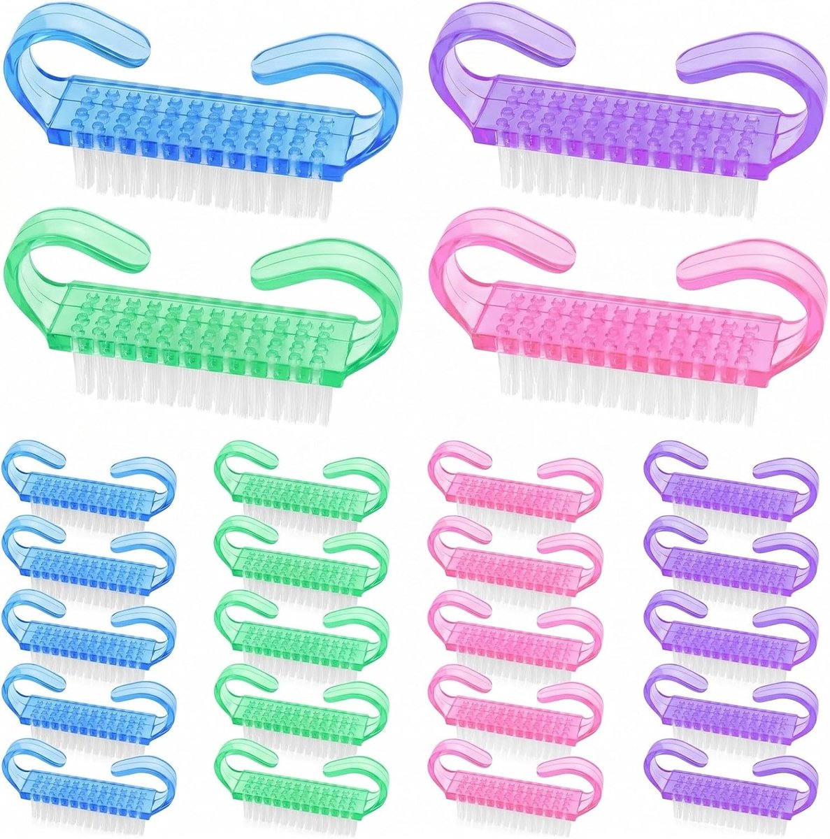 Nagelborstels 24 stuks - kunststof handvat - meerkleurig - ideaal voor nail art - ShopVlot