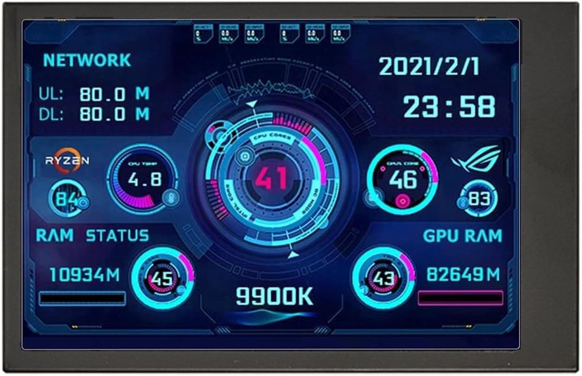 3,5 inch IPS USB-beeldscherm - temperatuurmonitor PC - CPU, RAM, HDD gegevensweergave - 360 graden rotatie - ShopVlot
