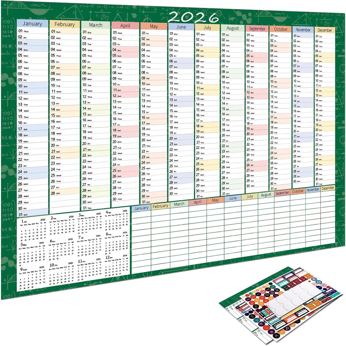 Wandkalender 2026 Groot (74 x 52 cm) - Jaarplanner - Duidelijk ontwerp - Ideaal voor teamplanning - ShopVlot