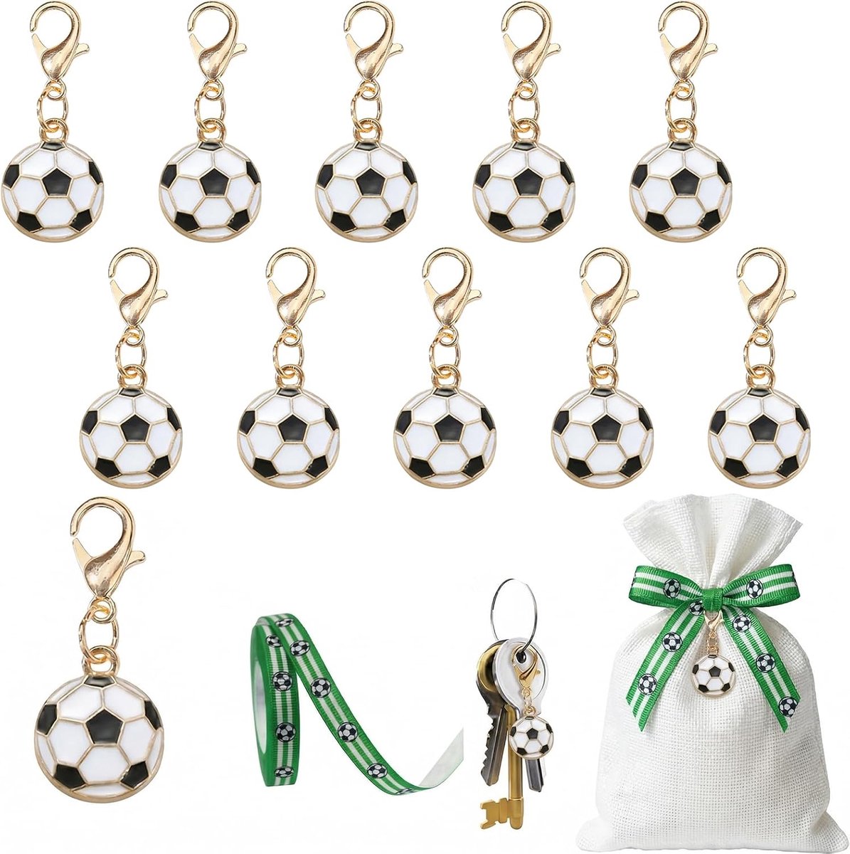 10-delige voetbaldecoratie - verjaardagssleutelhangerset - voetbalband - feestaccessoires voor kinderen - ShopVlot