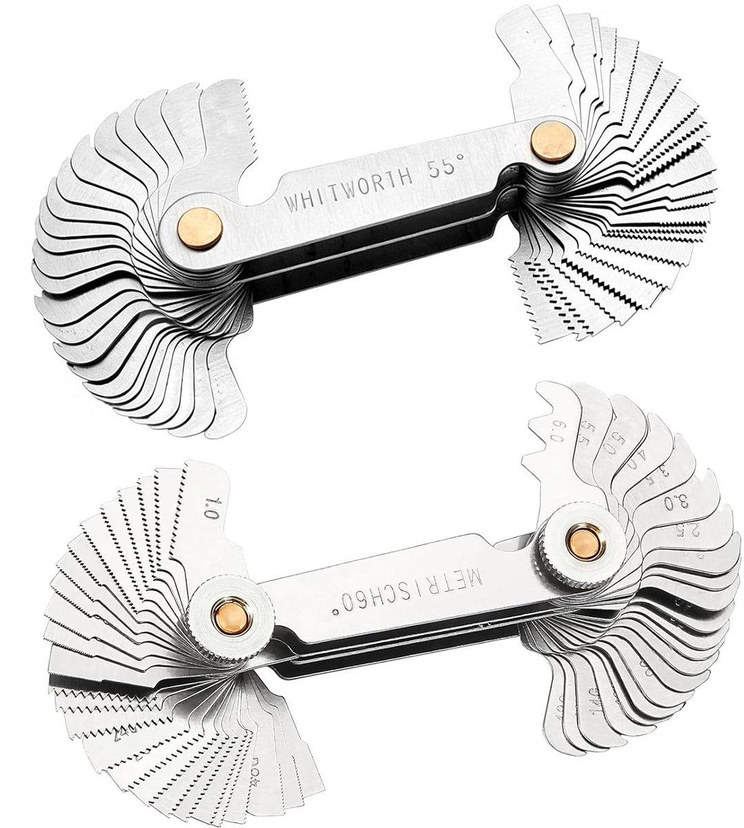 Draadmeetinstrument 2 Stuks RVS Metrisch Inch 60° & Whitworth 55° - Draadtemplate voor Nauwkeurige Metingen - ShopVlot