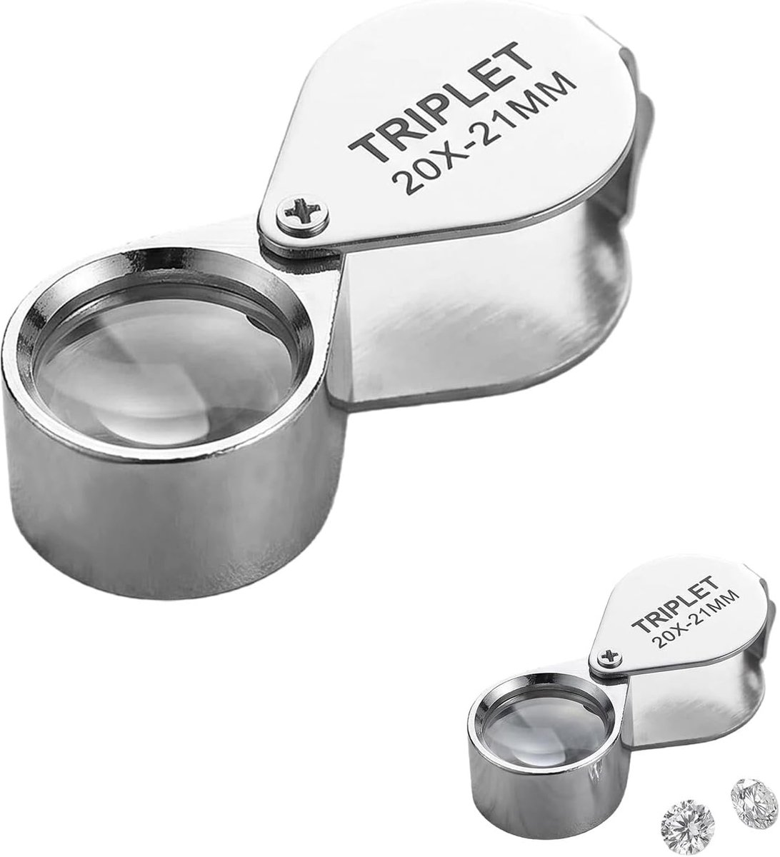 Juweliersvergrootglas 20x - metalen vouwloep met licht - voor sieraden en munten - nauwkeurig en professioneel - ShopVlot