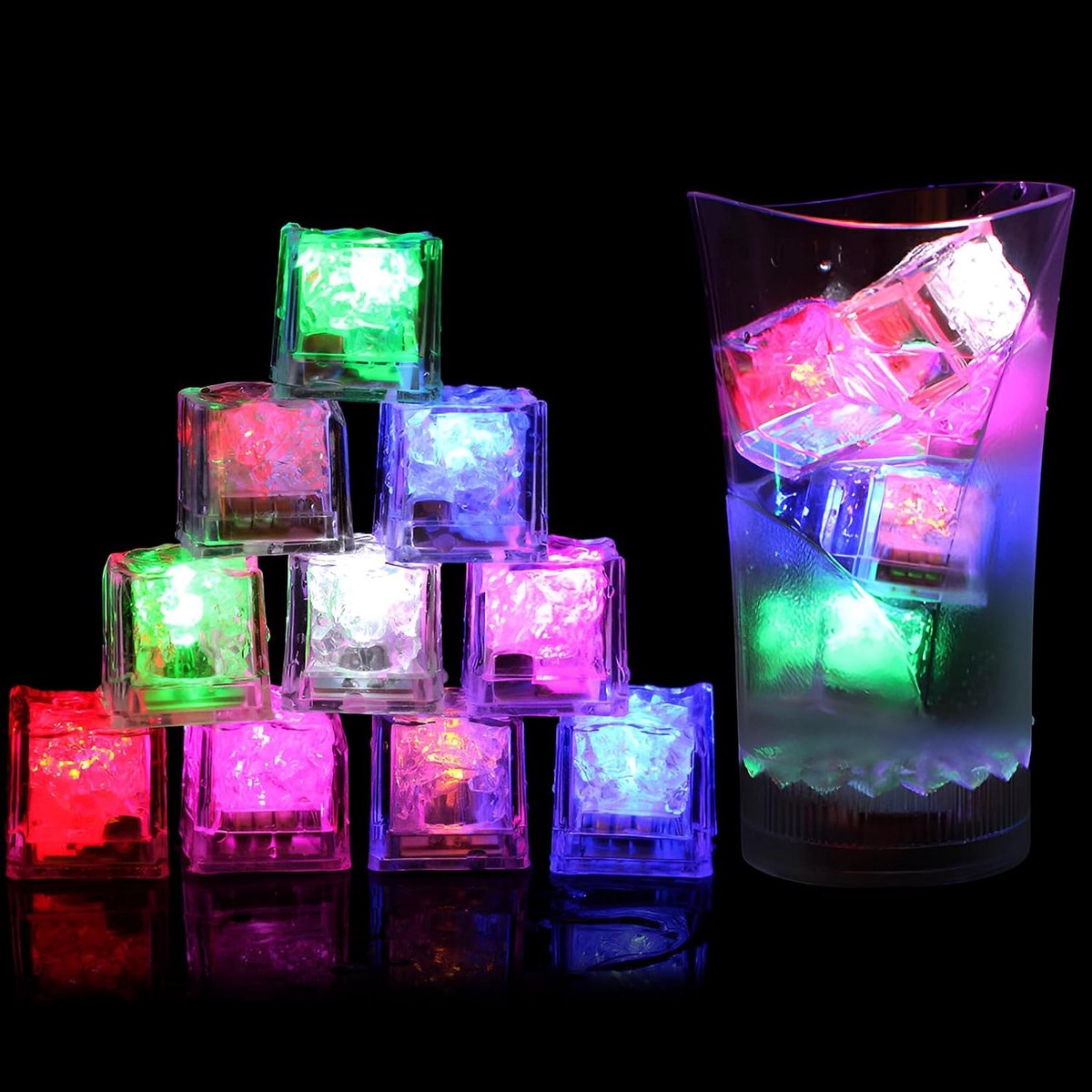 Luminous ice cubes pack van 18 - LED ijskubussen - licht op bij contact met water - perfect voor feestdecoratie - ShopVlot