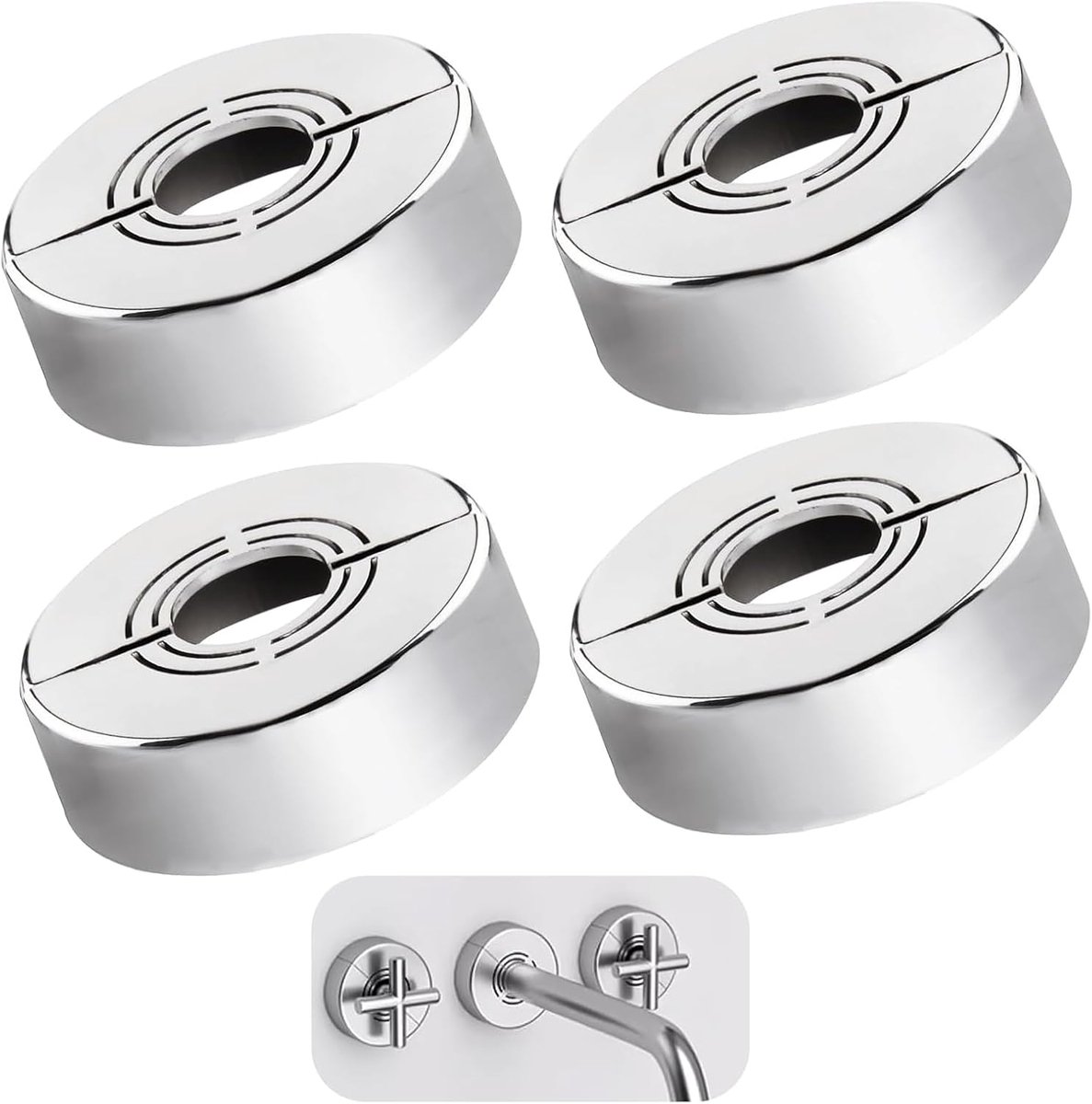 Douchekraan rosette set 4-delig - 3 maten Ø 20/25/33 mm - ABS materiaal - eenvoudige montage rondom leidingen - ShopVlot