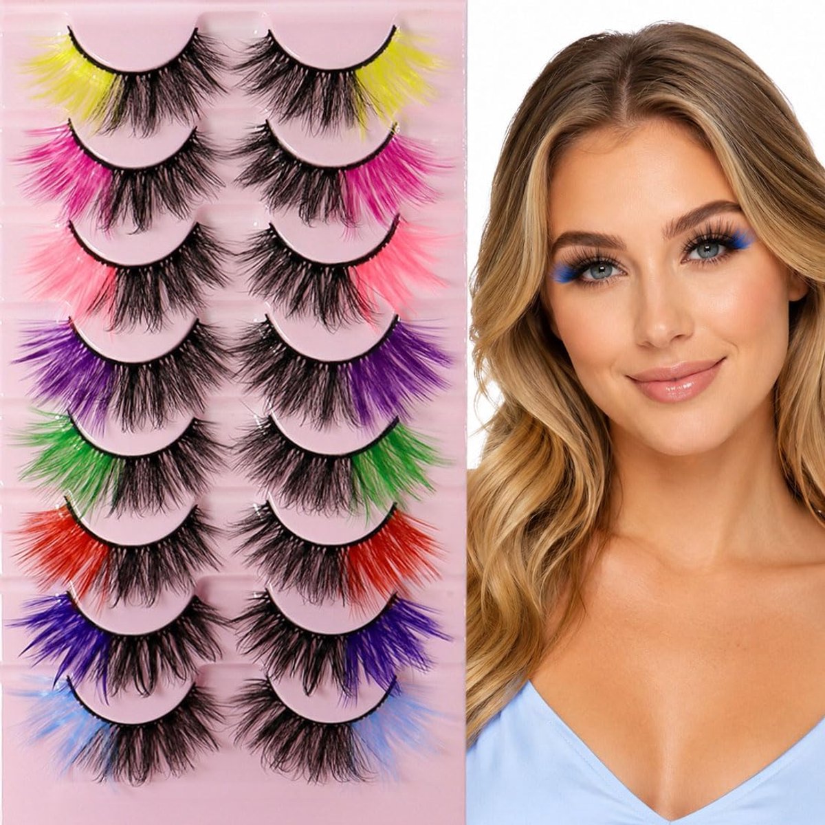Wimperextensions 8 paar - handgemaakt - kleurrijke look - perfect voor feesten - ShopVlot