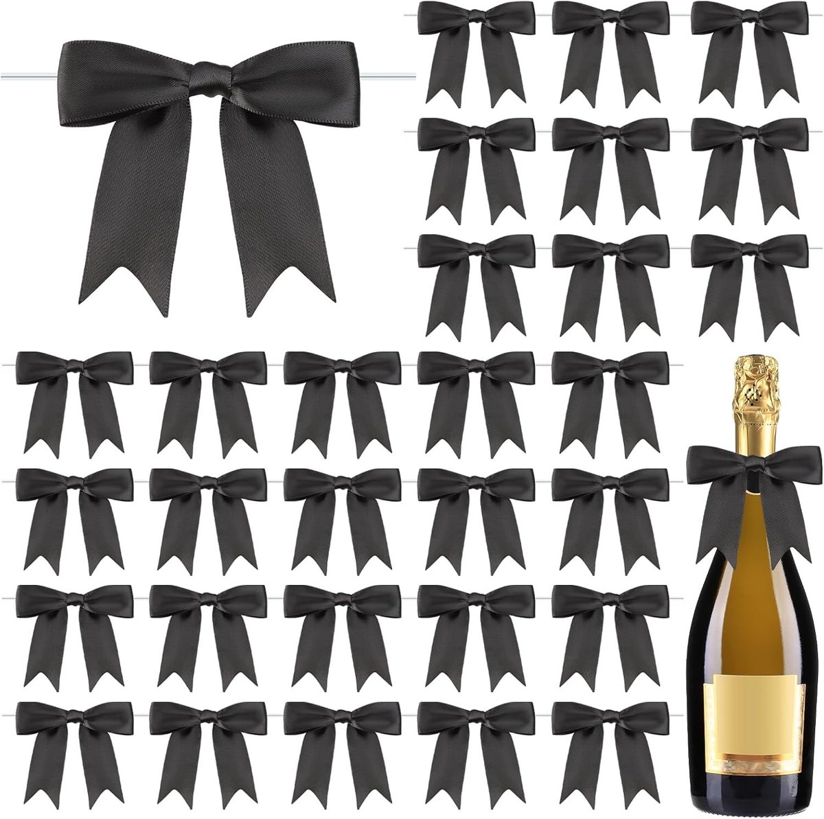 Set van 30 kant-en-klare zwarte strikken voor decoratie, cadeauverpakking en feestversiering