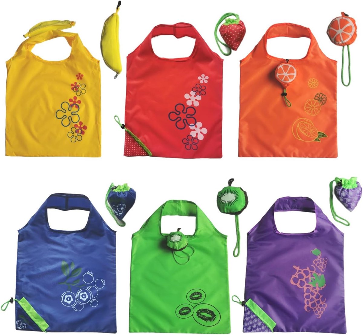 6 Pcs Fruit Shopping Bags Foldable Bag Fruit Shape Cute Transportation Bag Shopping Bags for Strawberries, Purple - ShopVlot