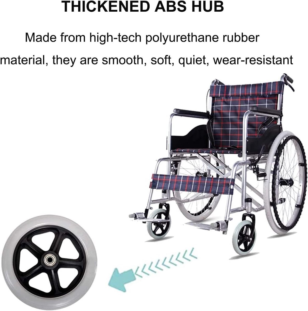 Front Wheelchair, Small, Wear-resistant, Rubber Wheels for Elderly and Disabled Wheelchairs, Sturdy Spare - ShopVlot