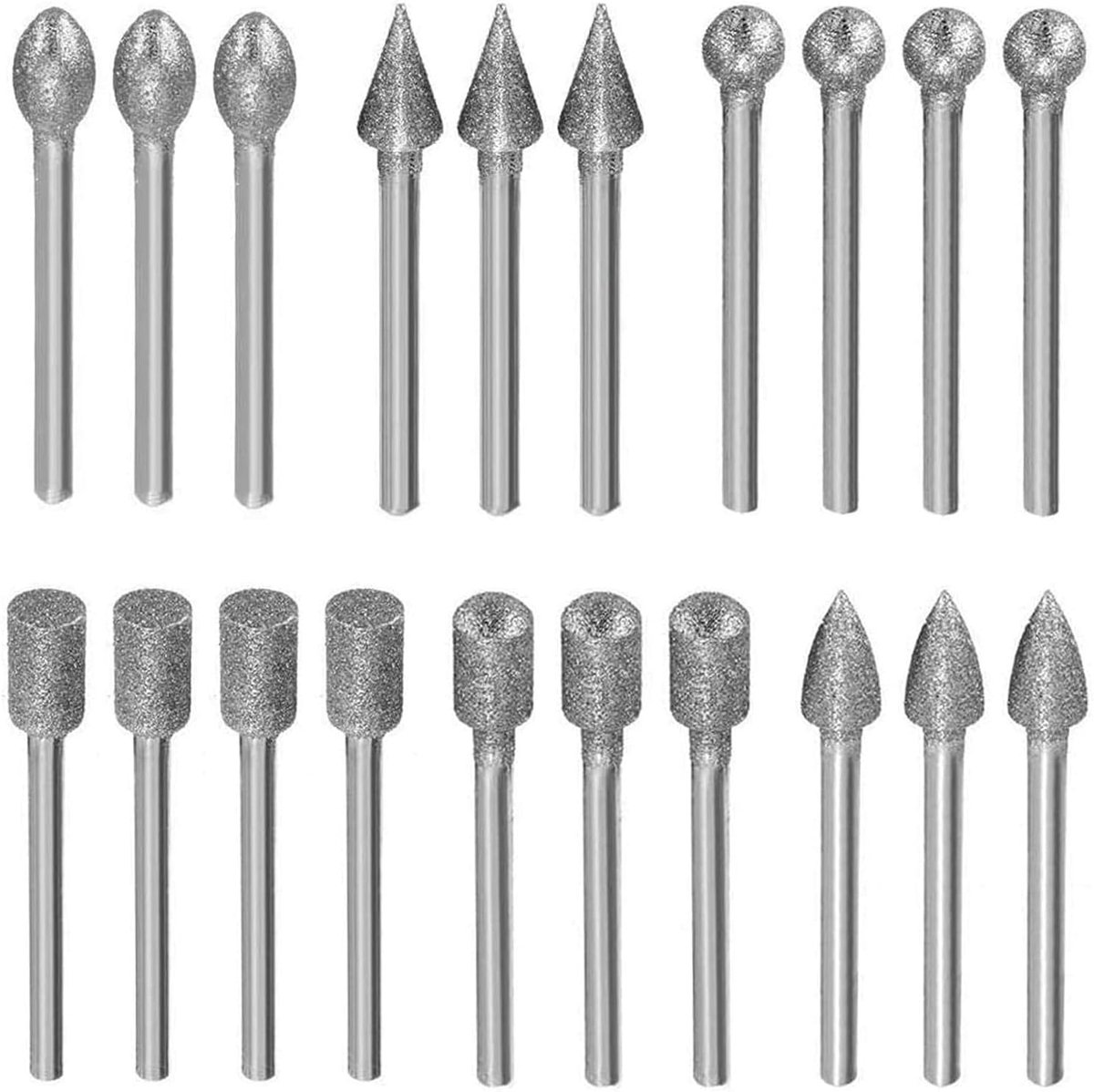 Diamond Cutter Set, 20 Pieces Diamond Milling Pens, Grinding Pins for Dremel Rotation Tool Accessories with 1/8 Inch - ShopVlot