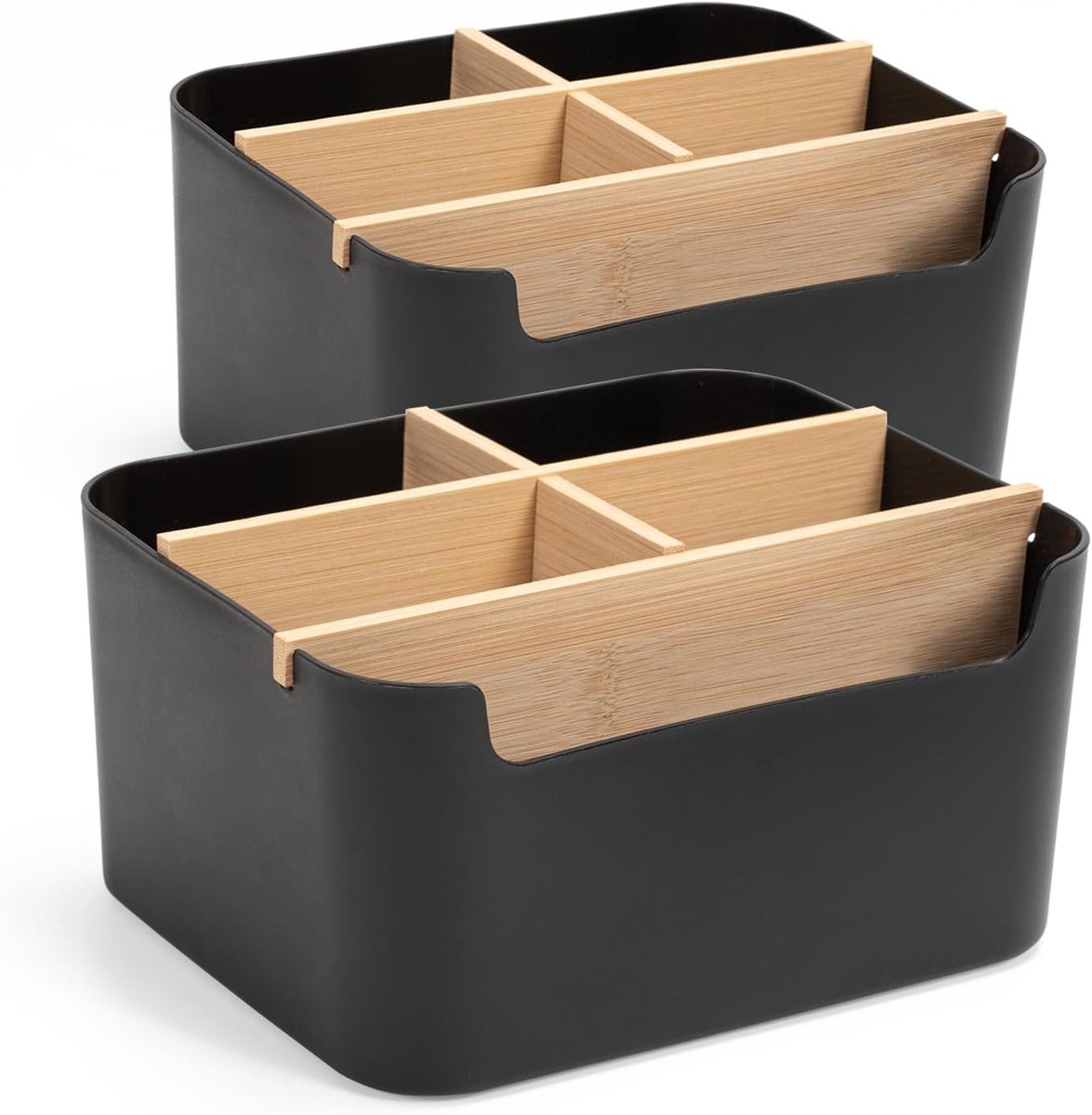 Kunoli Pen Organiser, Desk Organiser, Pen Holder with Bamboo, Removable Dividers for Cosmetics, Remote Control, Mobile - ShopVlot