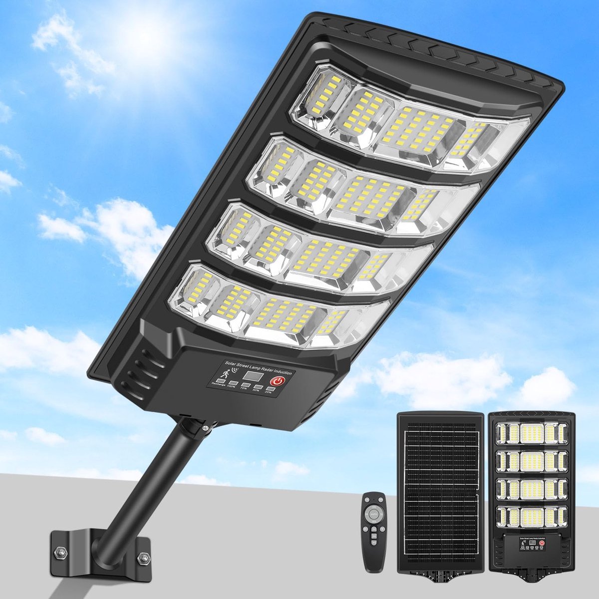 LEKIA Solar Lights Outdoor Waterproof 6500K Dusk Street Light Motion Sensor with Remote Control 320° Wide Angle LED - ShopVlot