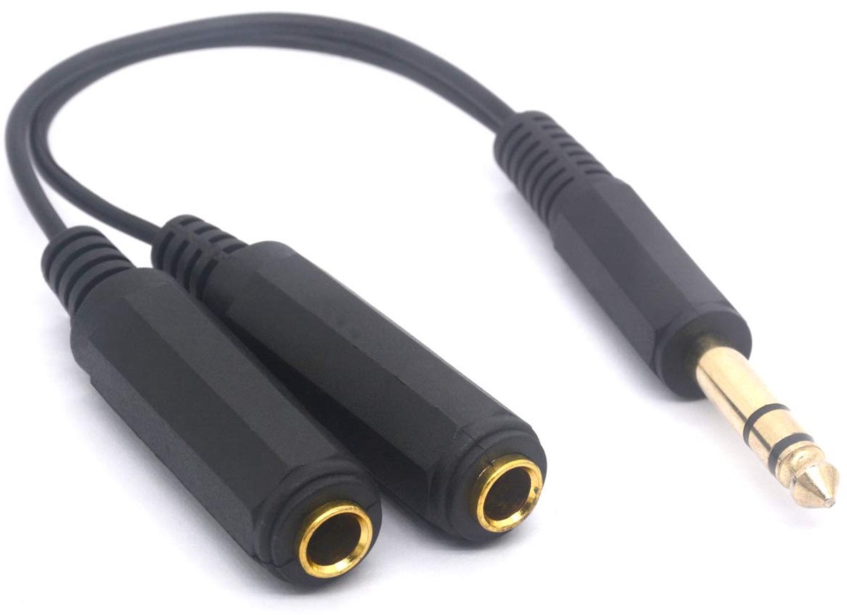 1/4 Inch Headphone Splitter, 6.35mm (1/4") TRS Mono Stereo Plug Male to Dual 6.35mm (1/4") TRS Female Cable 20cm/8inch - ShopVlot