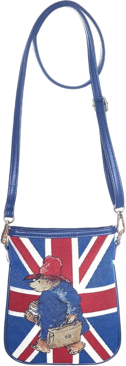 Official Signare Paddington Bear Union Jack Tapestry Travel Wallet Shoulder Bag, Blue/Red/White, 20cm (W) x 14cm (H) x - ShopVlot