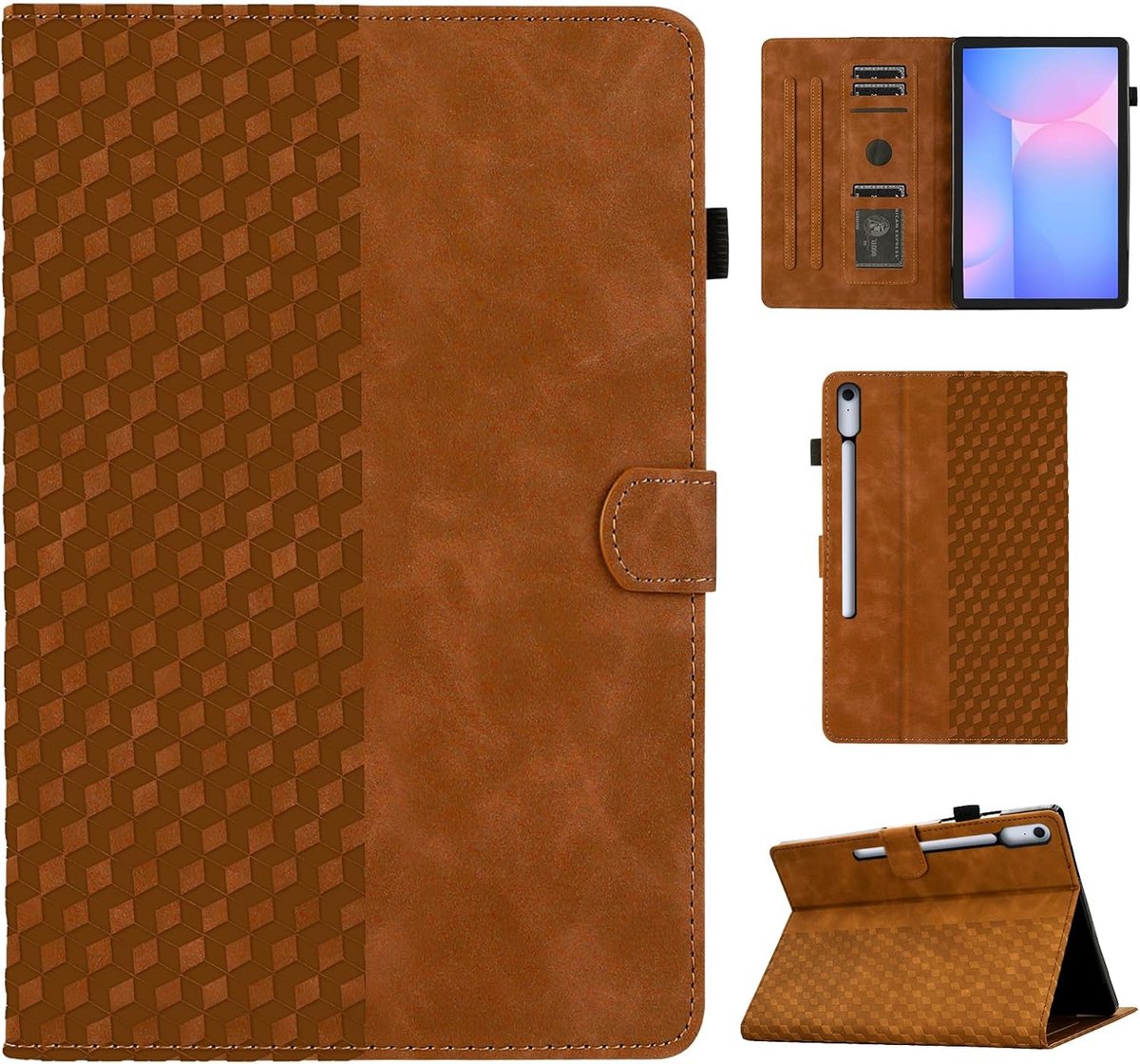 CASAFUNY Hoes voor Samsung Galaxy Tab S10 FE Plus, PU-leren tablet, beschermhoes, meerdere hoeken, standaard, cover - ShopVlot