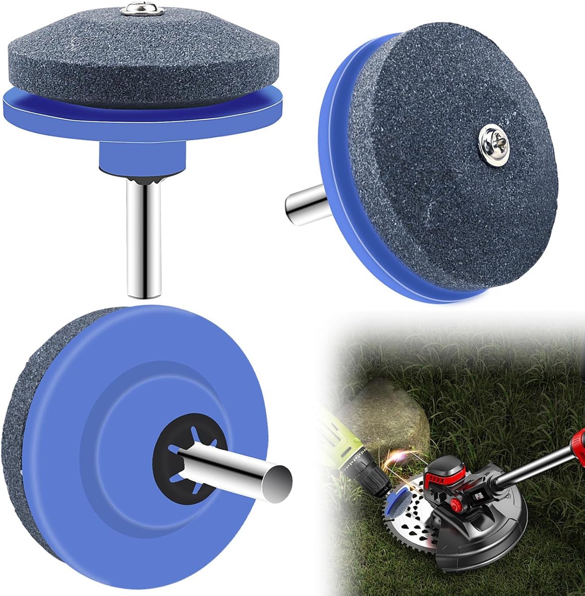 Lawn Mower, Knife Sharpener, 3 Pieces Lawn Mower Grinder, Lawn Mower Blades, Grinding, Garden Tools, Universal Mowers - ShopVlot