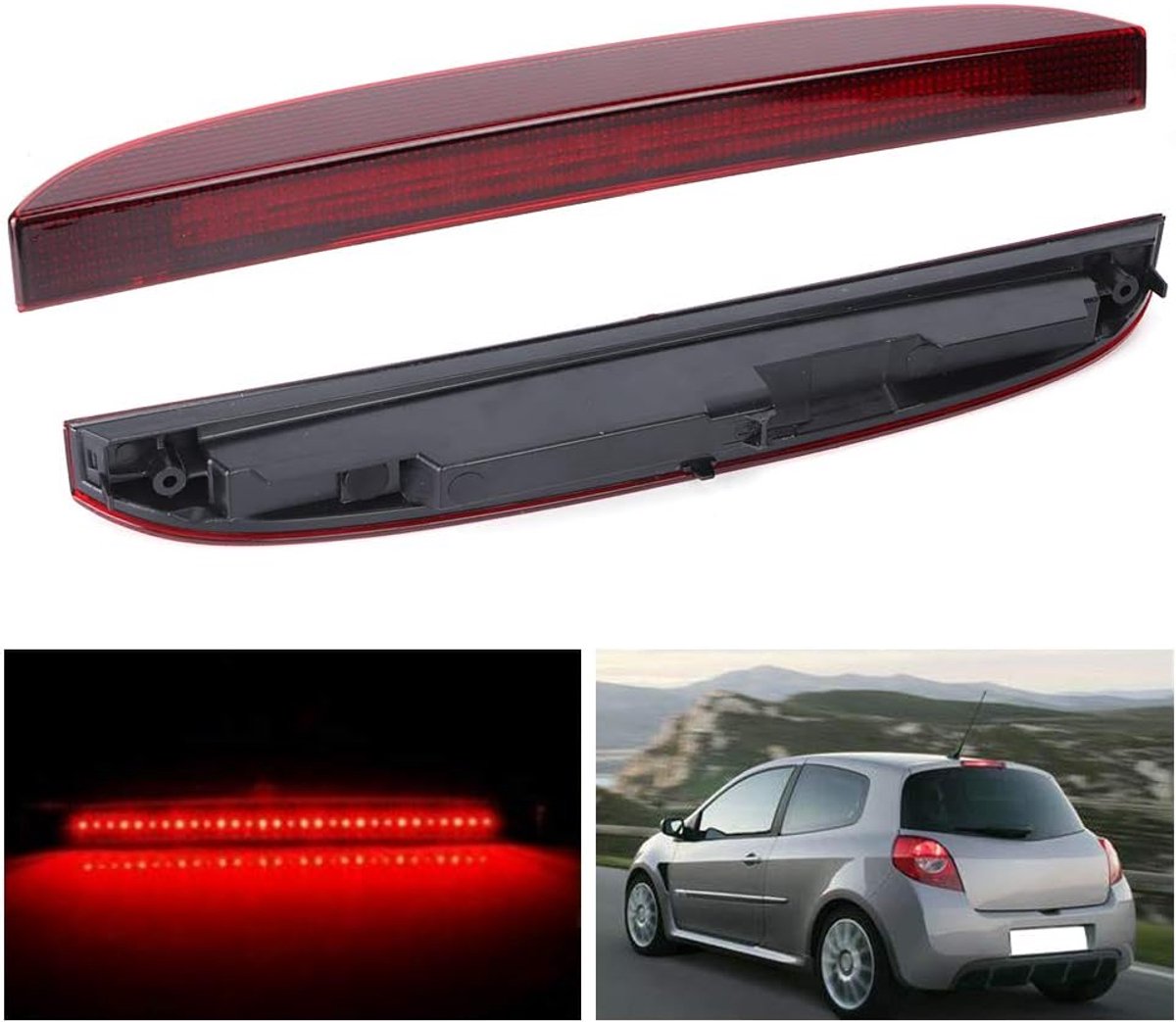 High Level 3rd Brake Light Stop Lamp, ABS Third Brake Light Red Color Fit for Clio II 1998-2005 7700410753 - ShopVlot