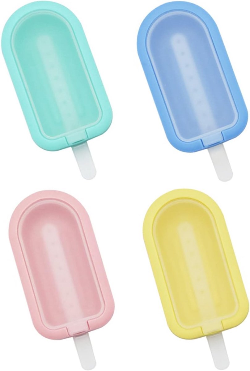 Ice Cream Moulds, 4 Pieces Silicone Ice Moulds, Home Ice Moulds, Popsicle with Plastic Sticks, Reusable, Ice Cream - ShopVlot