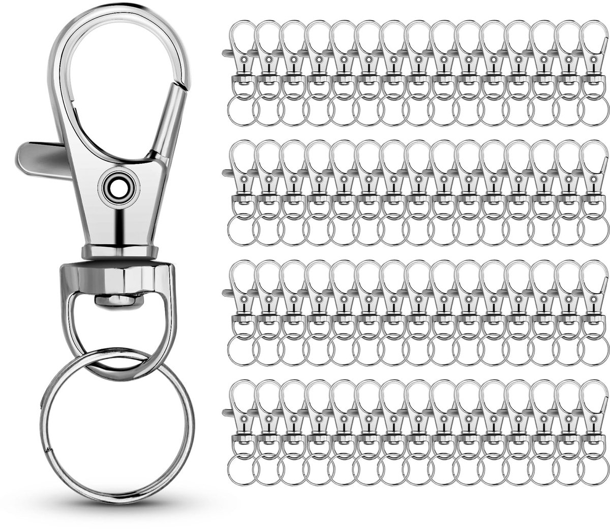 Solidchoice - Set van 100 Mini Sleutelhangers met Karabijnhaak