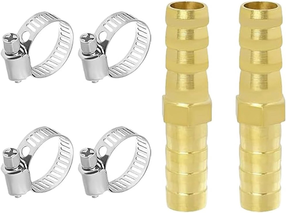 Slangverbindingen set van 4 - 16 mm massief messing - rechte geribbelde adapter - maximale waterdichtheid - ShopVlot