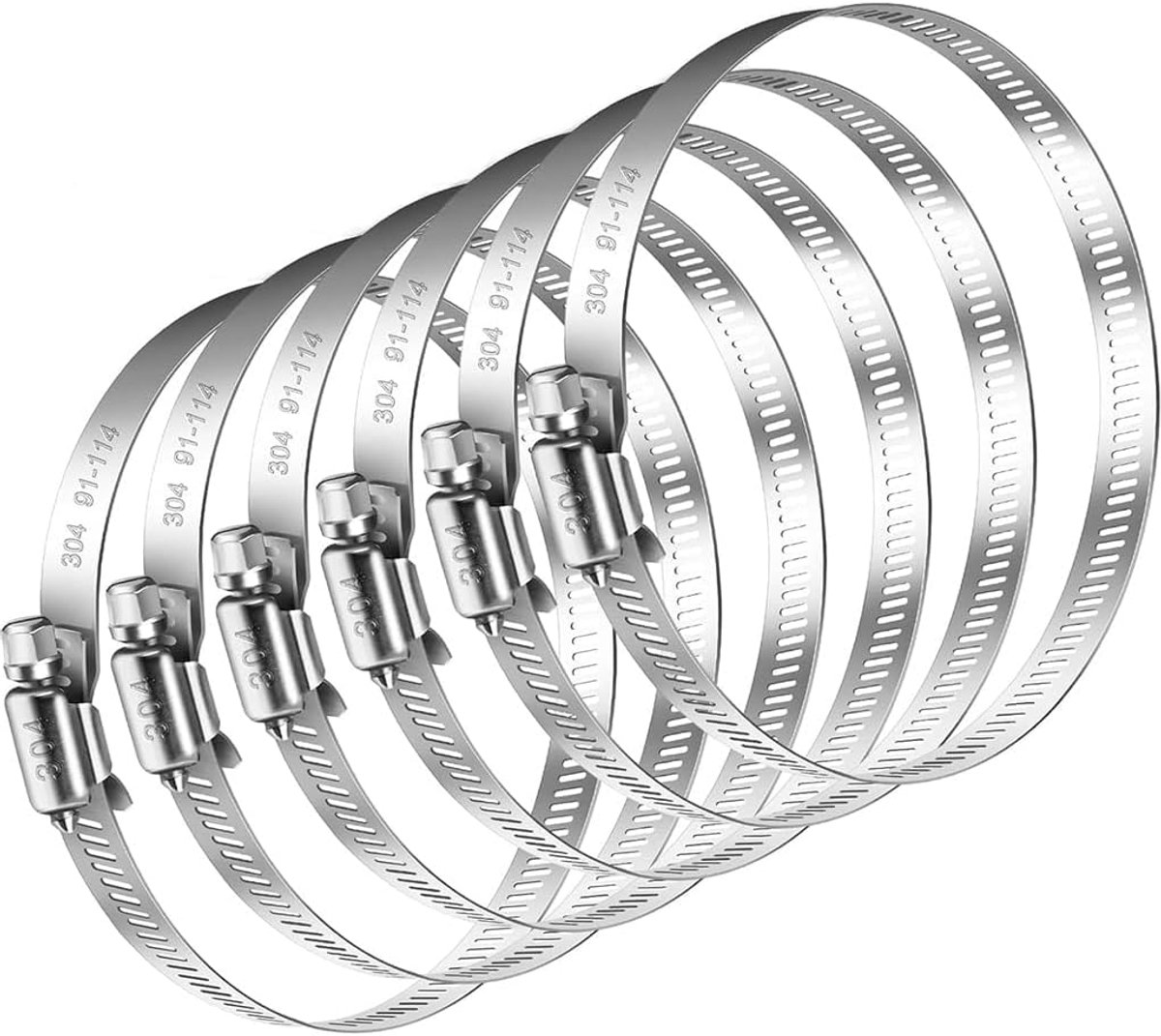 Slangklemmen 91-114 mm - roestvrij staal - set van 6 - ideaal voor tuin en auto - ShopVlot