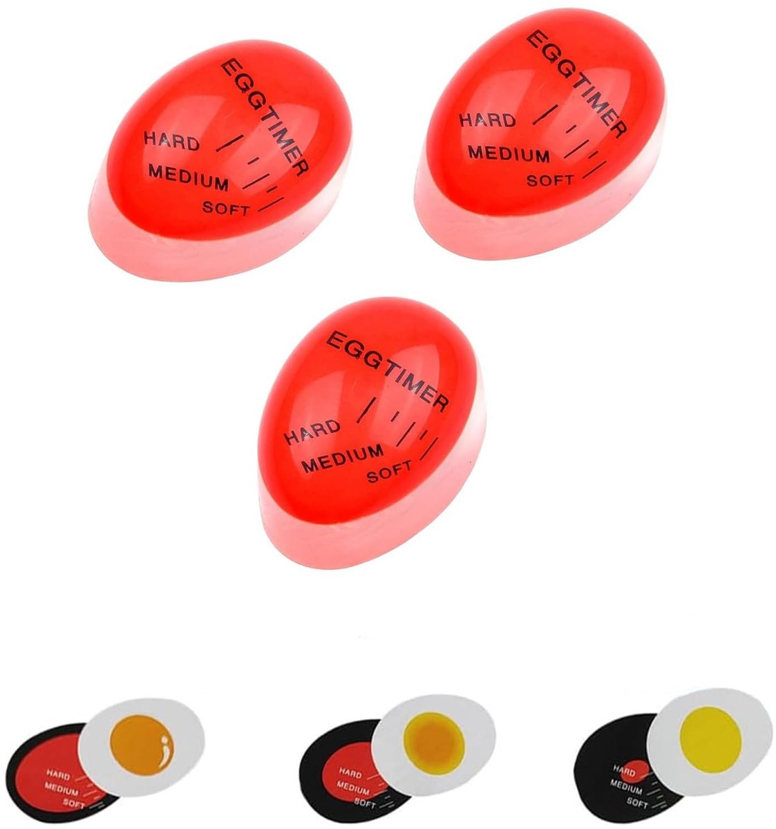 Solidchoice - Set van 3 Kookwekkers voor Eieren met Kleurverandering, Ideaal voor Perfect Gekookte Eieren