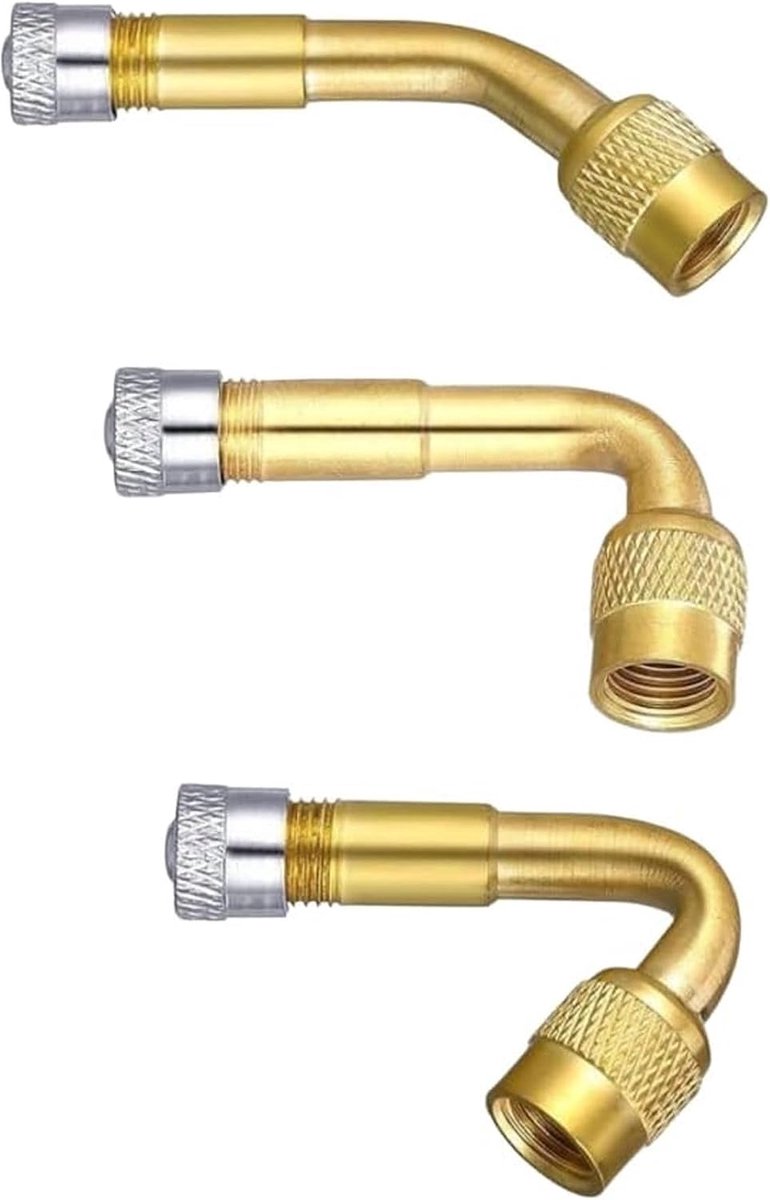 Bandventielverlengingset 3-delig - 45, 90, 135 graden - geschikt voor auto, fiets, motorfiets - ShopVlot
