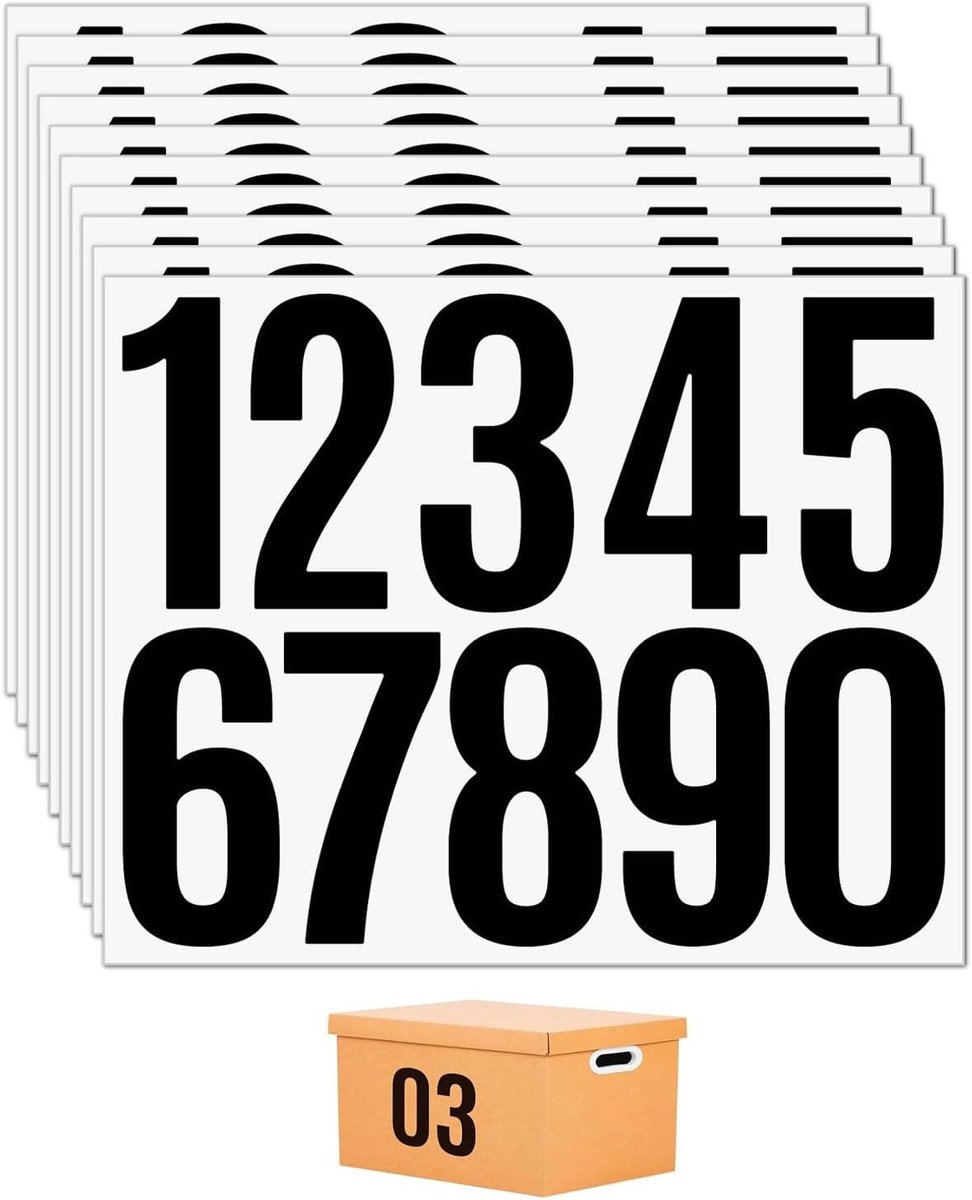 Cijferstickers 0-9 - Weerbestendig en zelfklevend - Grote cijfers voor brievenbus - Eenvoudig aanbrengen - ShopVlot