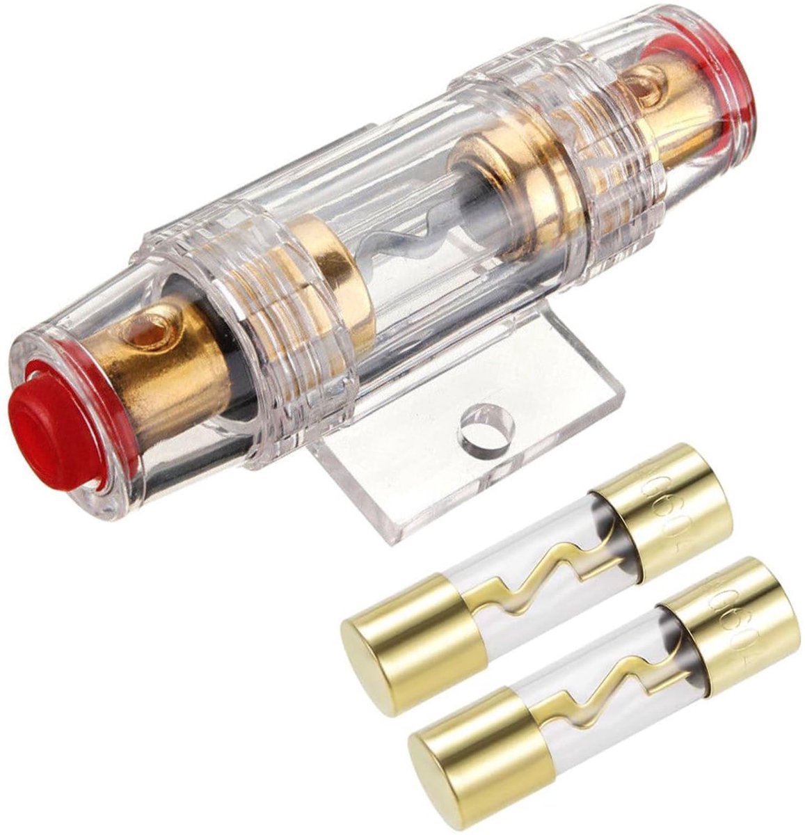 Solidchoice - 60A AGU Fusehouder met 2 Stuks Fuses voor Auto Audio