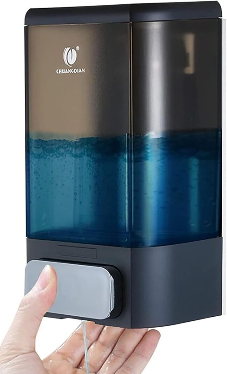 Vloeibare Zeepdispenser - Grijs - 1000 ml - Wandmontage met Afsluitbaar Reservoir - Voor Keuken en Badkamer