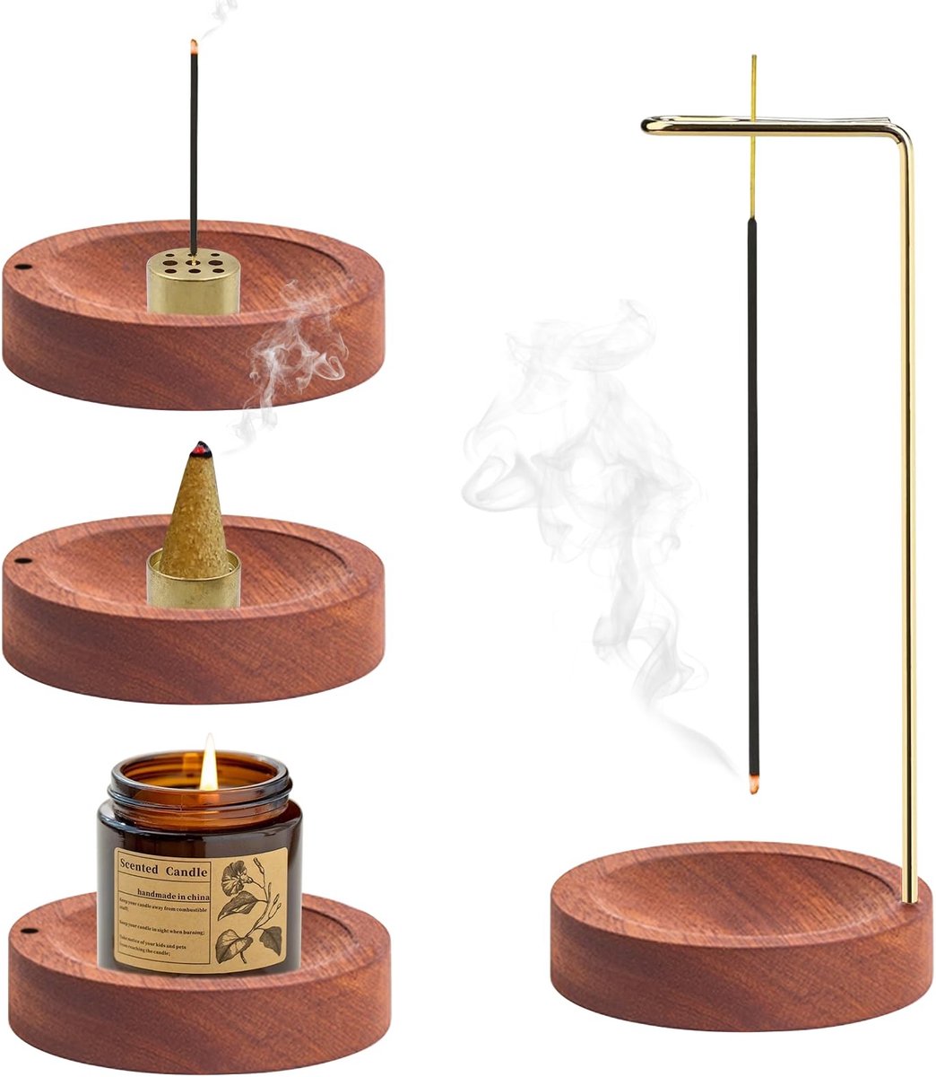 Solidchoice - 2-in-1 Incensestokhouder van Hout met 9 Gaten
