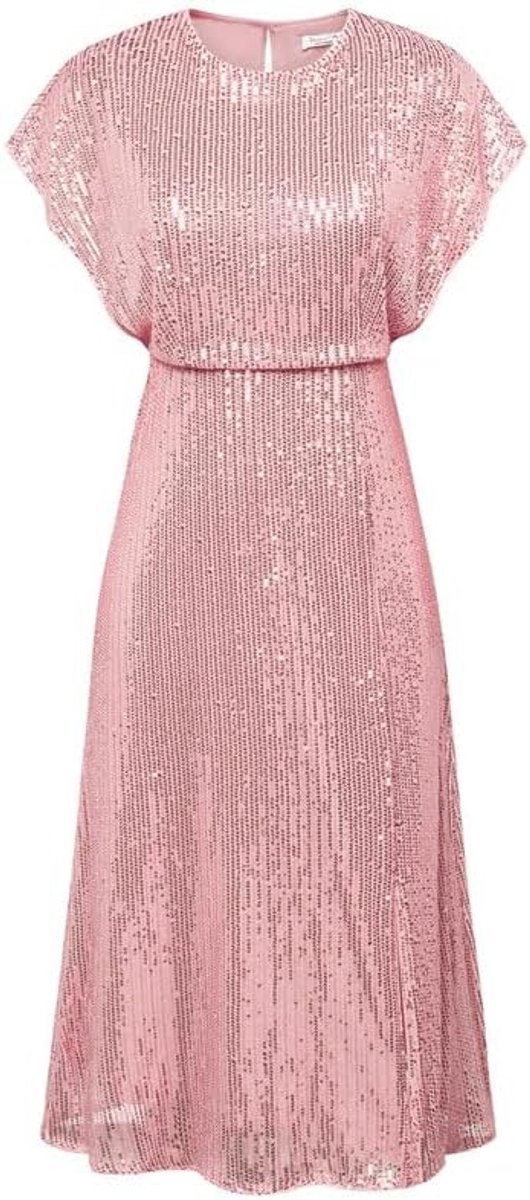 Cocktailjurk korte mouwen - pailletten - split - perfecte feestoutfit - ShopVlot