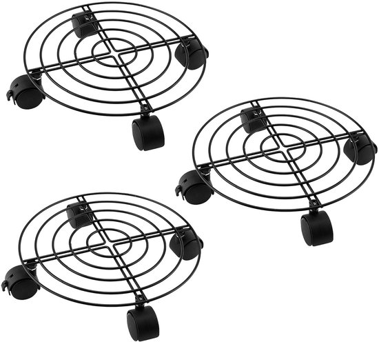 Solidchoice - Set van 3 Metalen Plantrollers met Wielen